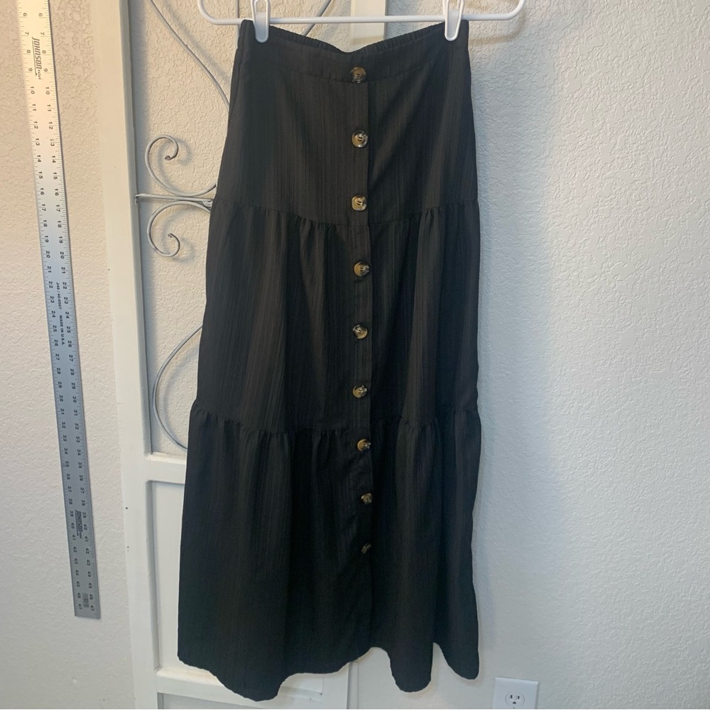 Black Button-Down Maxi Skirt